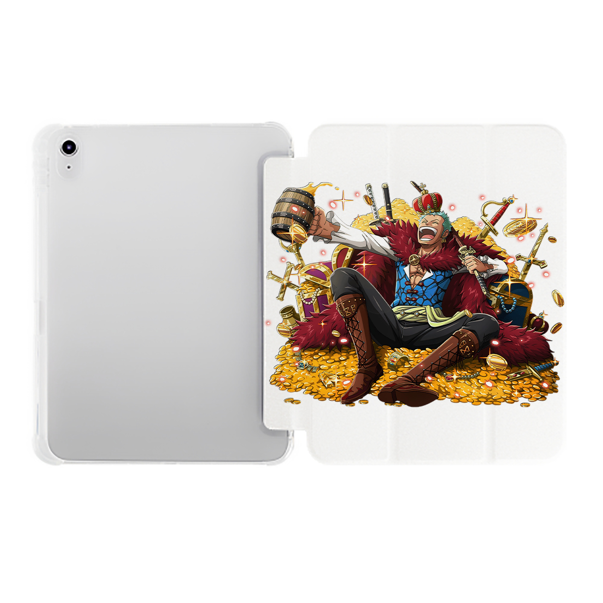 （画像用） ワンピース ロロノア・ゾロ ONE PIECE Roronoa Zoro IPad ケース ペン収納付き 三つ折りスタンド PUレザー×シリコン 対応機種9.5/10.5/10.9インチ